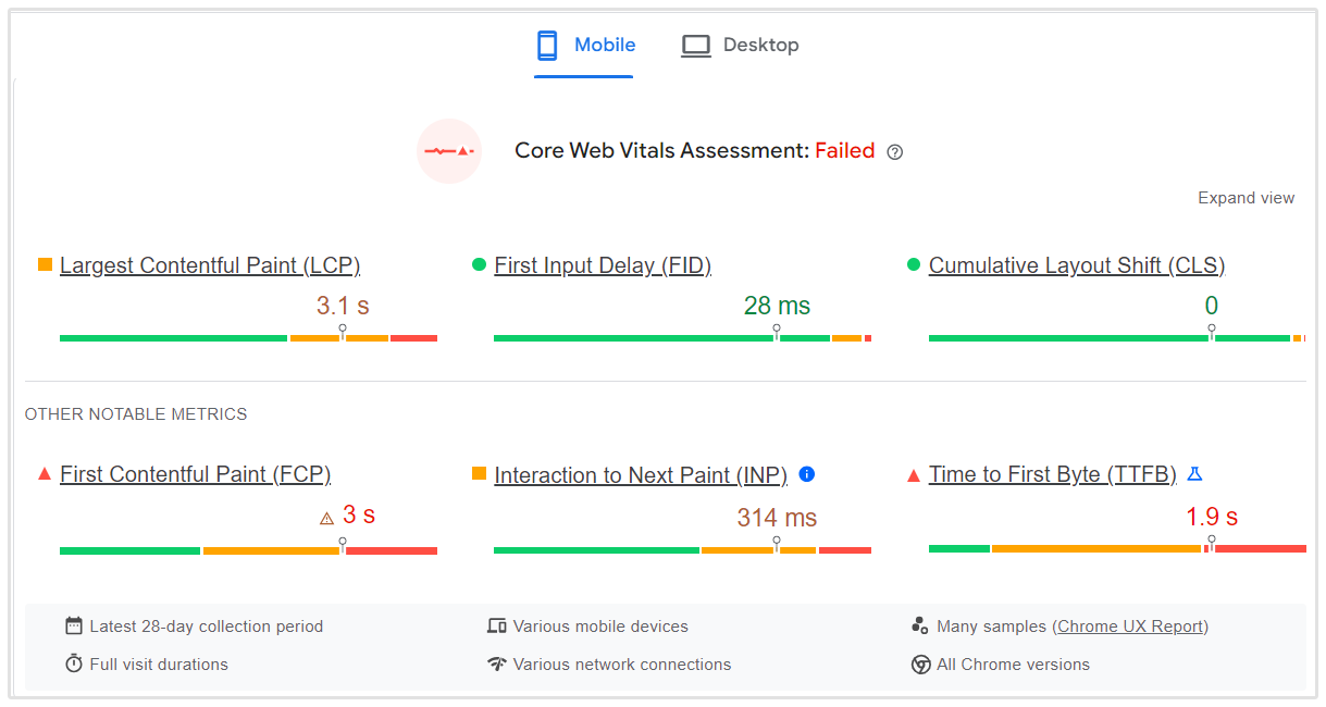 Google Page Speed Insights Voorbeeld